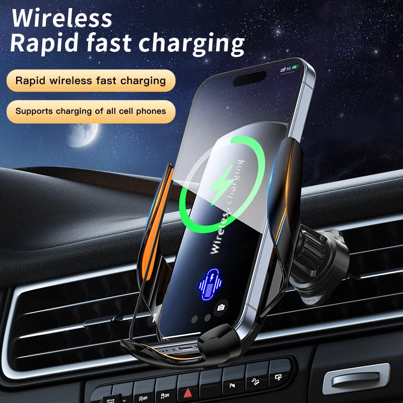 Ccem Ribbons™ Y10 Pro-Series – 15W Fast Wireless Car Charger & Auto-Clamping Phone Mount