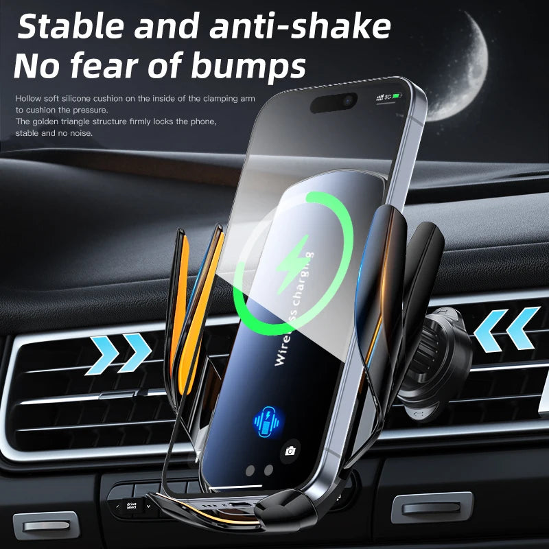 Ccem Ribbons™ Y10 Pro-Series – 15W Fast Wireless Car Charger & Auto-Clamping Phone Mount