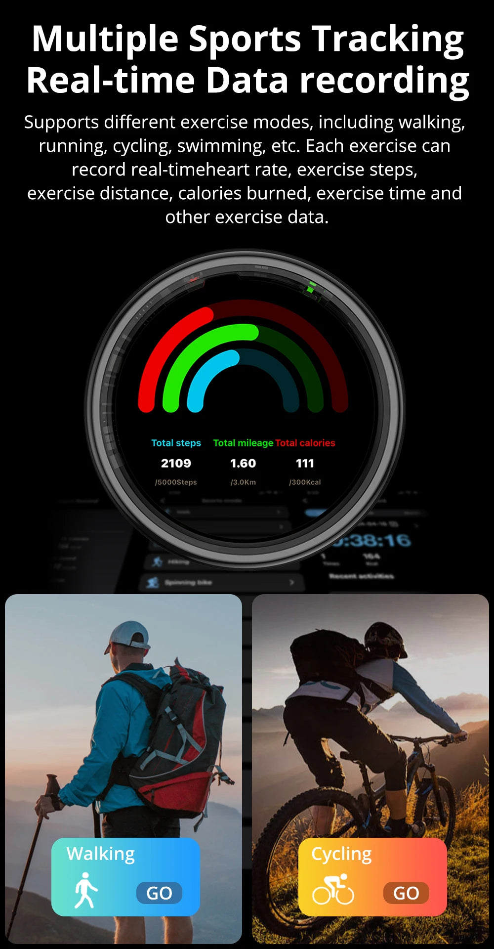 COLMI R12 Smart Ring with Touch Display, Wireless Charging, Health & Fitness Tracker, 5ATM Waterproof for Men & Women
