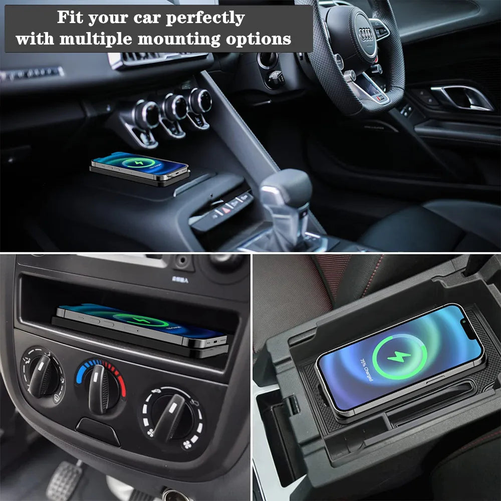 Ccem Ribbons™ 15W Wireless Car Charger Pad – Fast Charge Stand for iPhone 16/15/14 & Samsung S24/S23