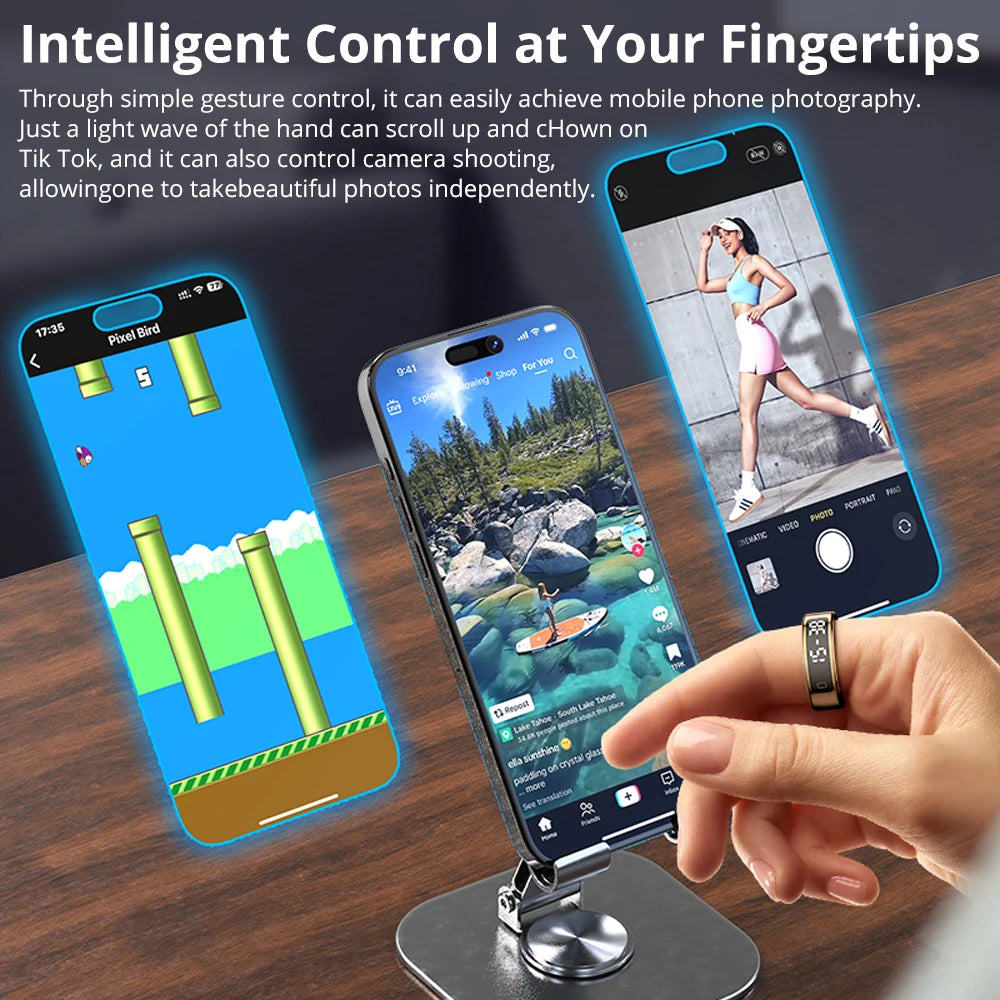 COLMI R12 Smart Ring with Touch Display, Wireless Charging, Health & Fitness Tracker, 5ATM Waterproof for Men & Women
