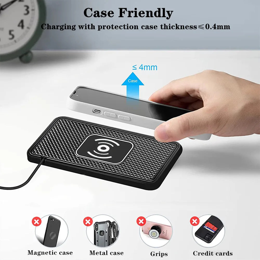 Ccem Ribbons™ 15W Wireless Car Charger Pad – Fast Charge Stand for iPhone 16/15/14 & Samsung S24/S23
